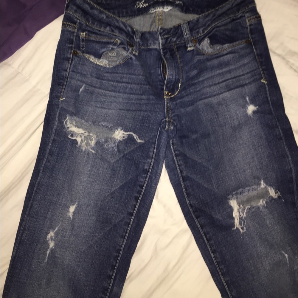 Ripped up American eagle jeans