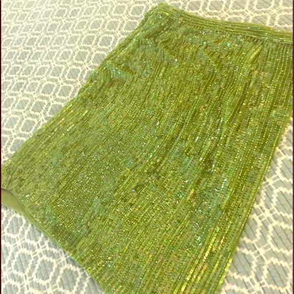 INC NYC Green Sequin Skirt - Picture 3 of 4