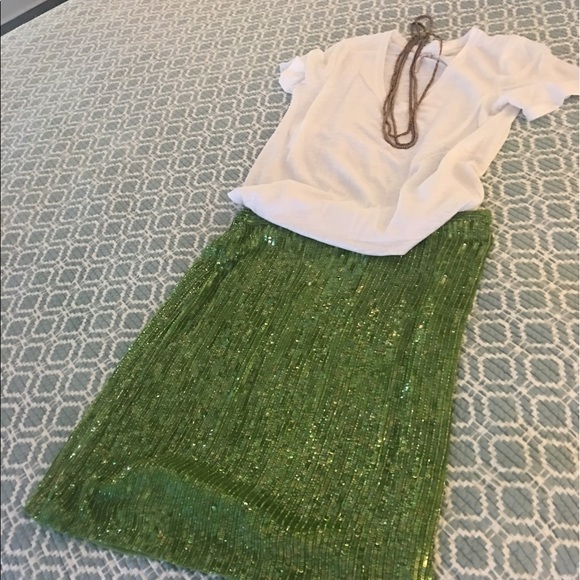 INC NYC Green Sequin Skirt - Picture 1 of 4