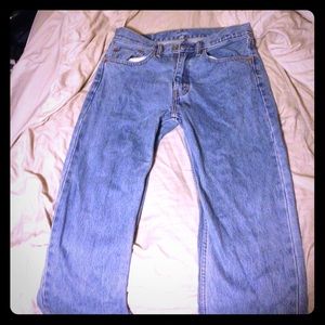 Levi Strauss blue denim jeans.