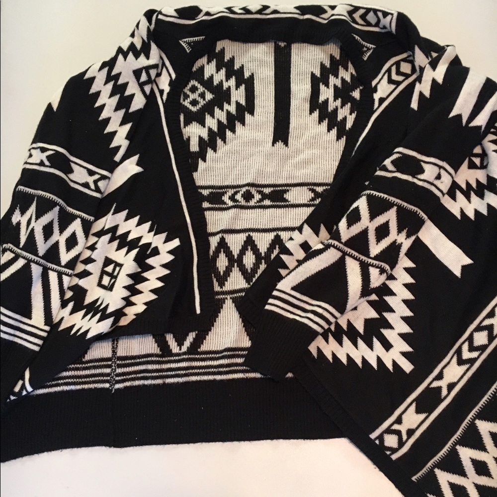 Black & White tribal sweater/cardigan