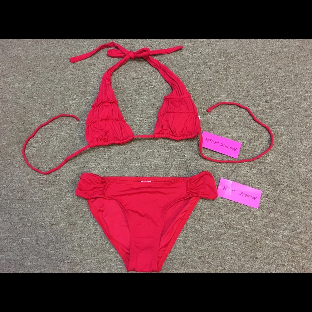 Betsey Johnson 2 piece red bathing suit