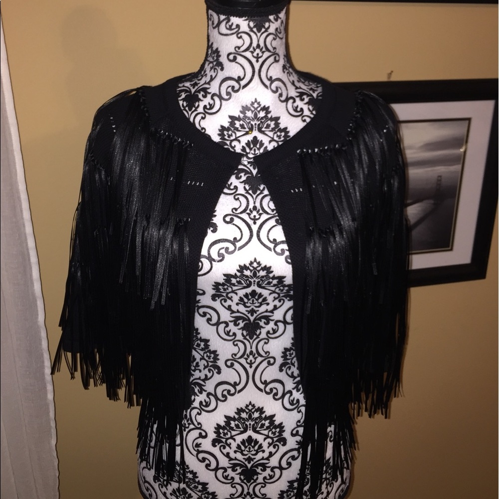 H & M Satin Fringe 3/4 Sleeve Sweater