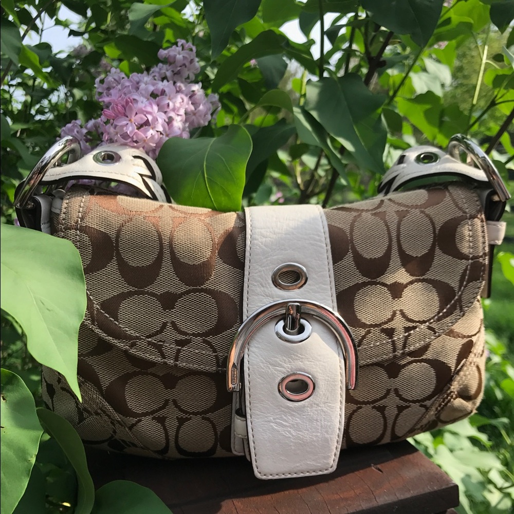 COACH Soho Pleated Flap Leather Braided Satchel