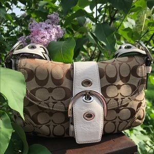 COACH Soho Pleated Flap Leather Braided Satchel