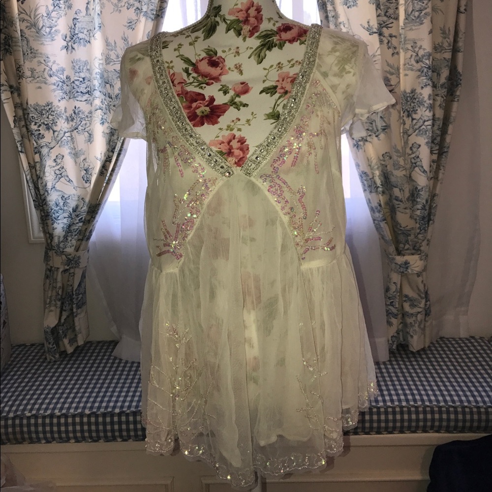 Free People Sheer Sequin Top