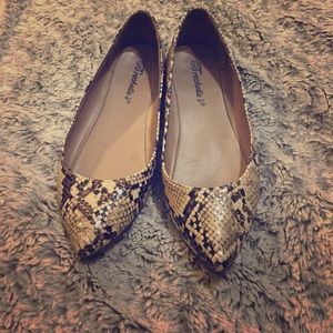 Snakeskin Leatherette Slip On Ballet Flat