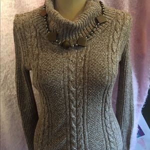 Grey heathered sweater with cowl neck
