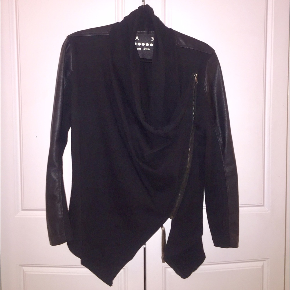 BLANKNYC Vegan Leather Asymmetric Zip Jacket