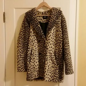 Cheetah print peacoat with pockets