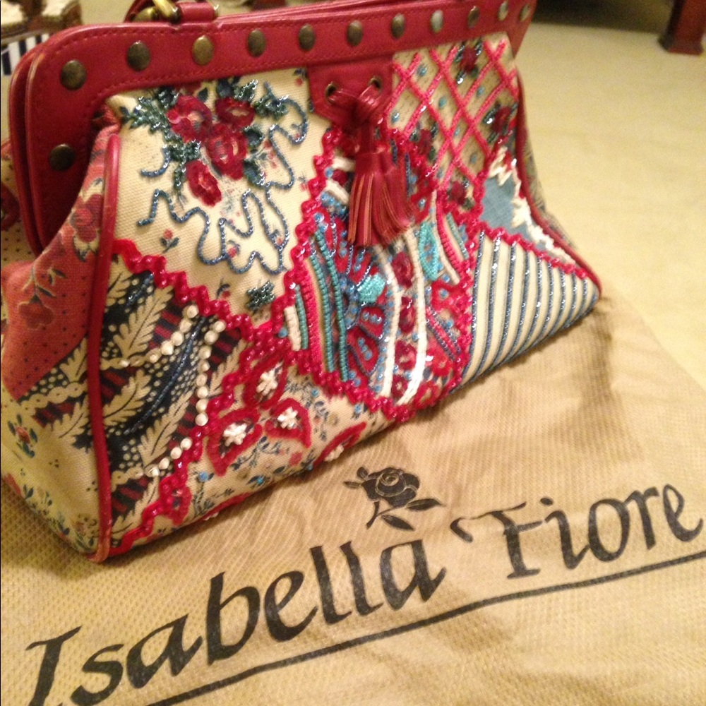 Red Beaded Purse w/studded handles