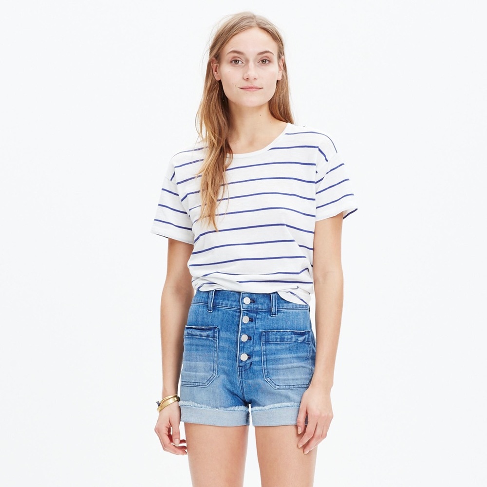 || Madewell || High Rise Button Front Raw Hem