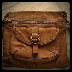 Mustard colored leather cross body bag- Fossil