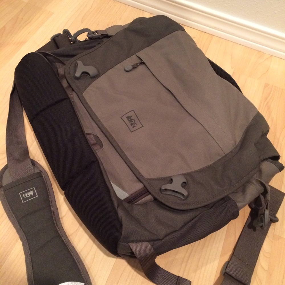 REI messenger bag with laptop sleeve