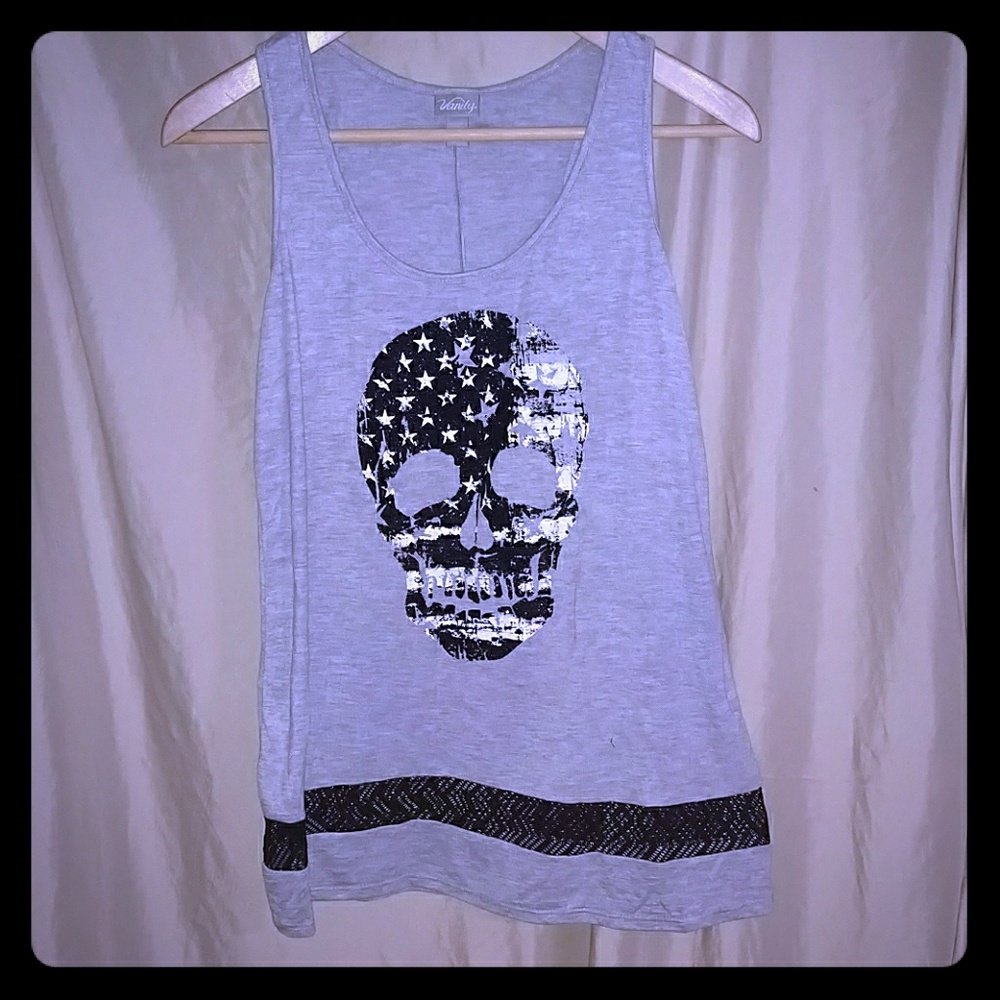 American flag skull tank