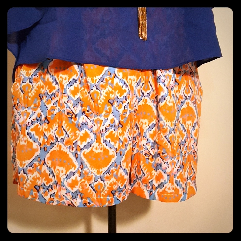 Orange and Blue Ikat Shorts