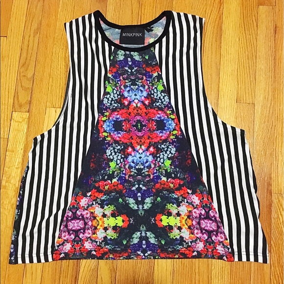 MINKPINK Tops - MinkPink floral striped muscle tank top shirt S