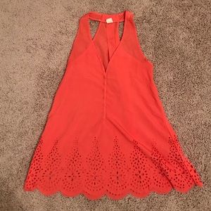 Orange lazer cut tank top