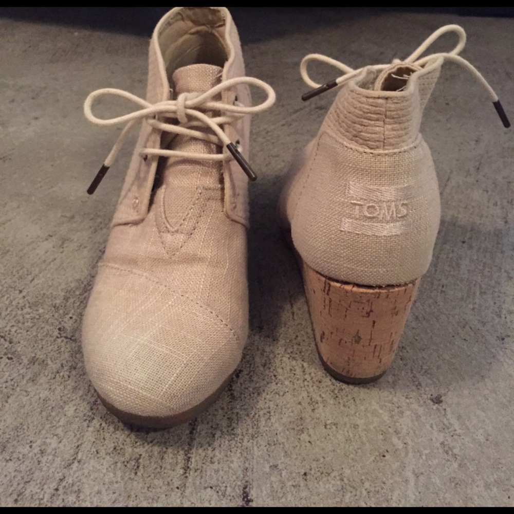 TOMS Beige Bootie Wedges!