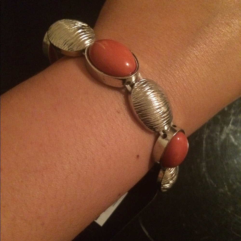 (4 for $20) brand new coral/silver toned bracelet