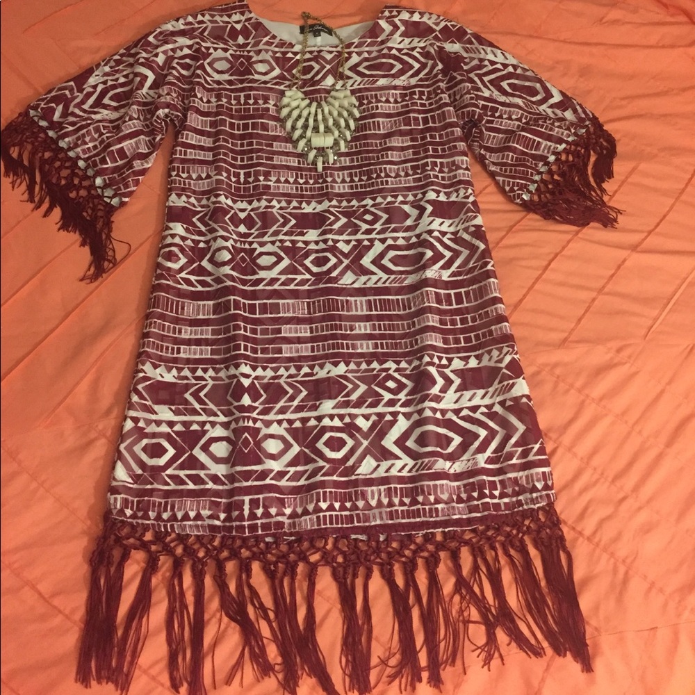 Sam Edelman patterned dress with fringe detailing