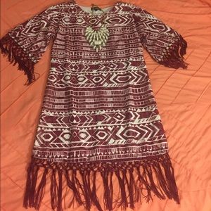 Sam Edelman patterned dress with fringe detailing