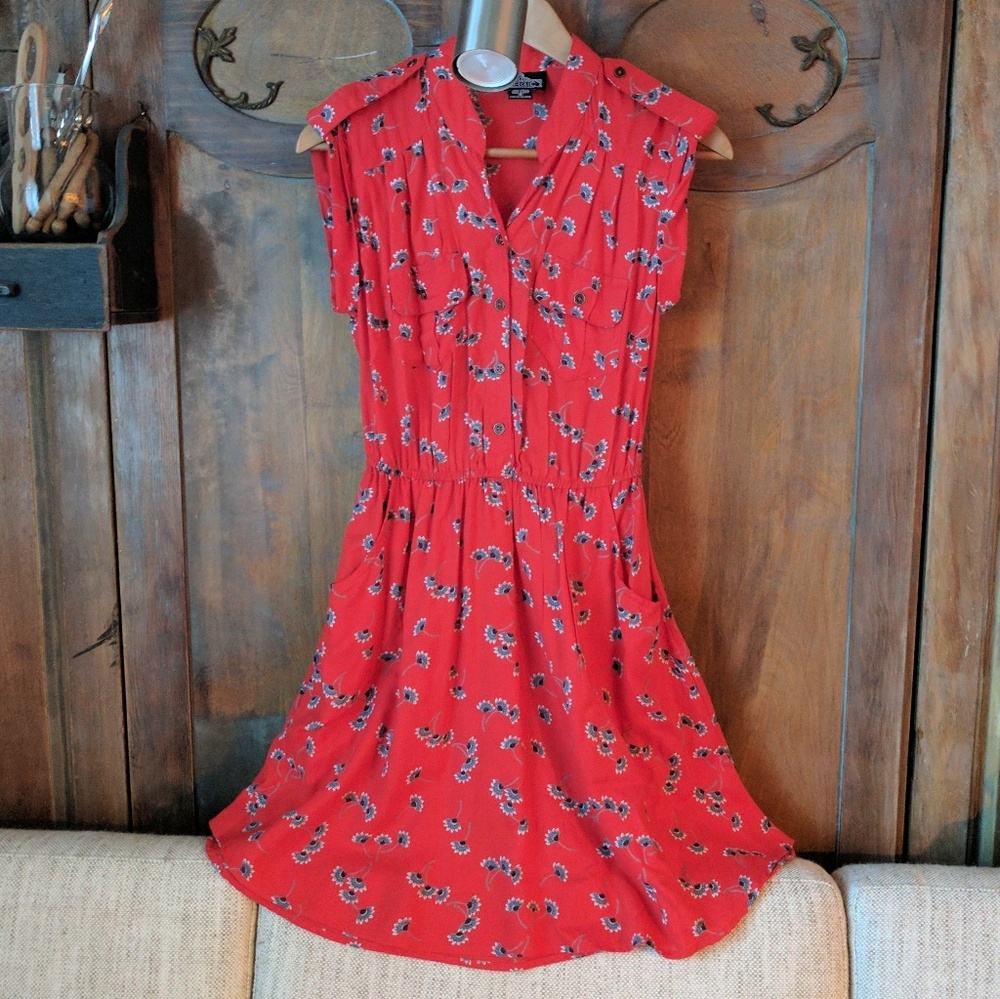 Vintage Feel Red-Orange Summer Dress