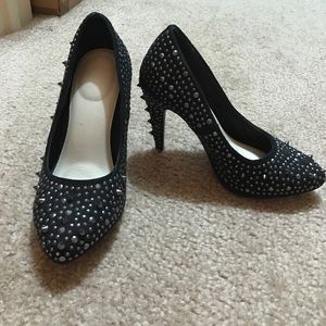 Rock & Republic black suede studded heels