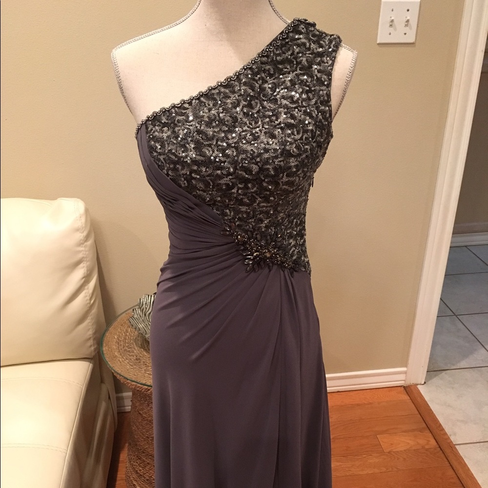 Grey floor length gown