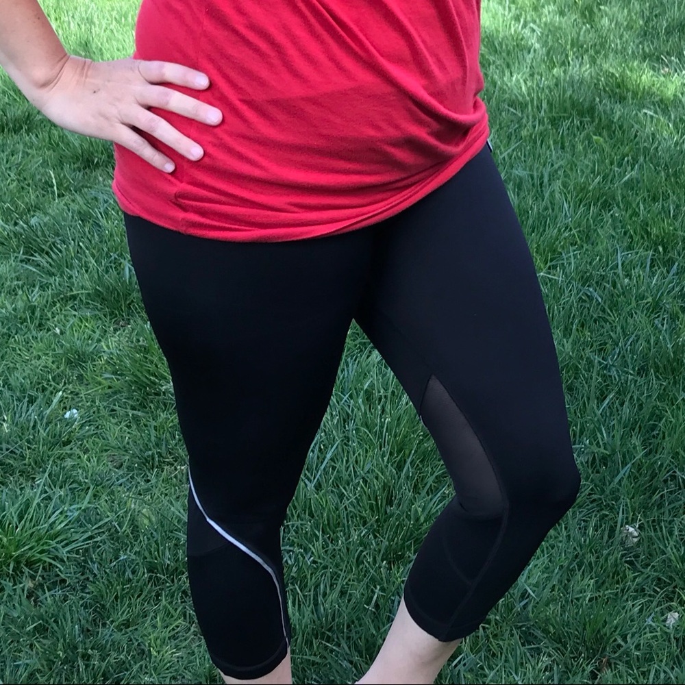 Black/silver mesh detail Workout Leggings