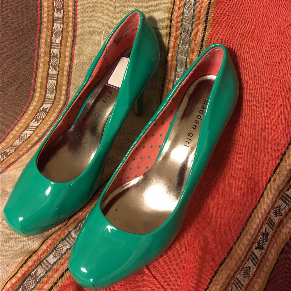 Madden Girl Teal Patent Heels