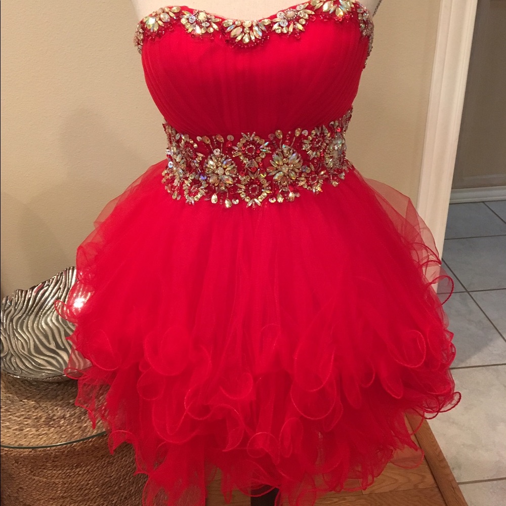 Red short dress
