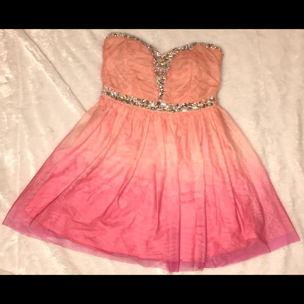 Pink ombré short homecoming dress