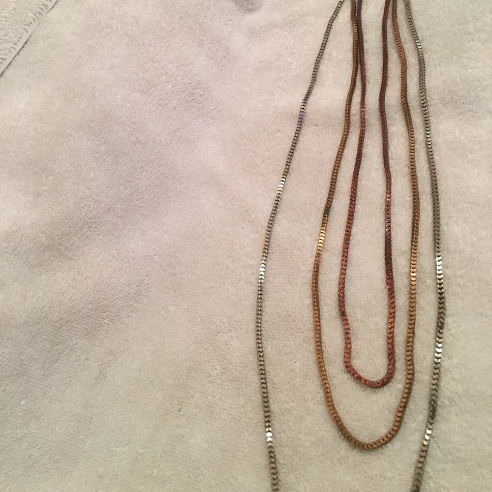 Boho festival 3 layered metallic necklace