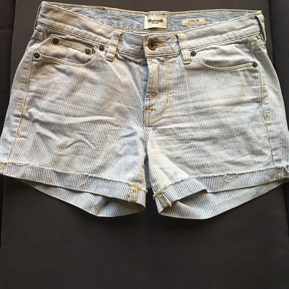 MADEWELL blue and white pinstripe shorts