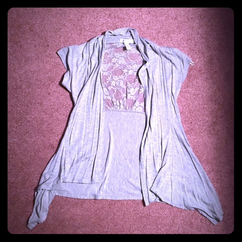 Short sleeve lace cardigan