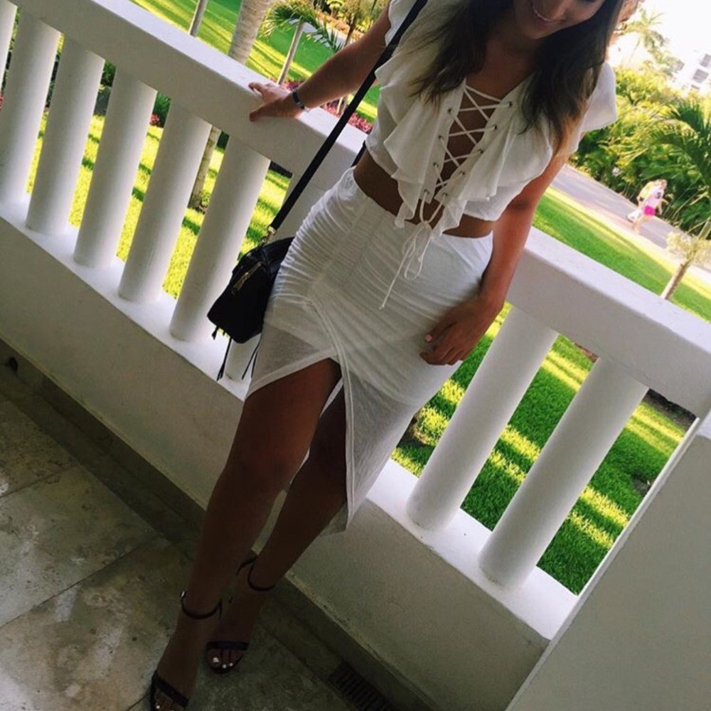 White asymmetrical skirt