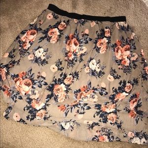 Floral High Low Skirt