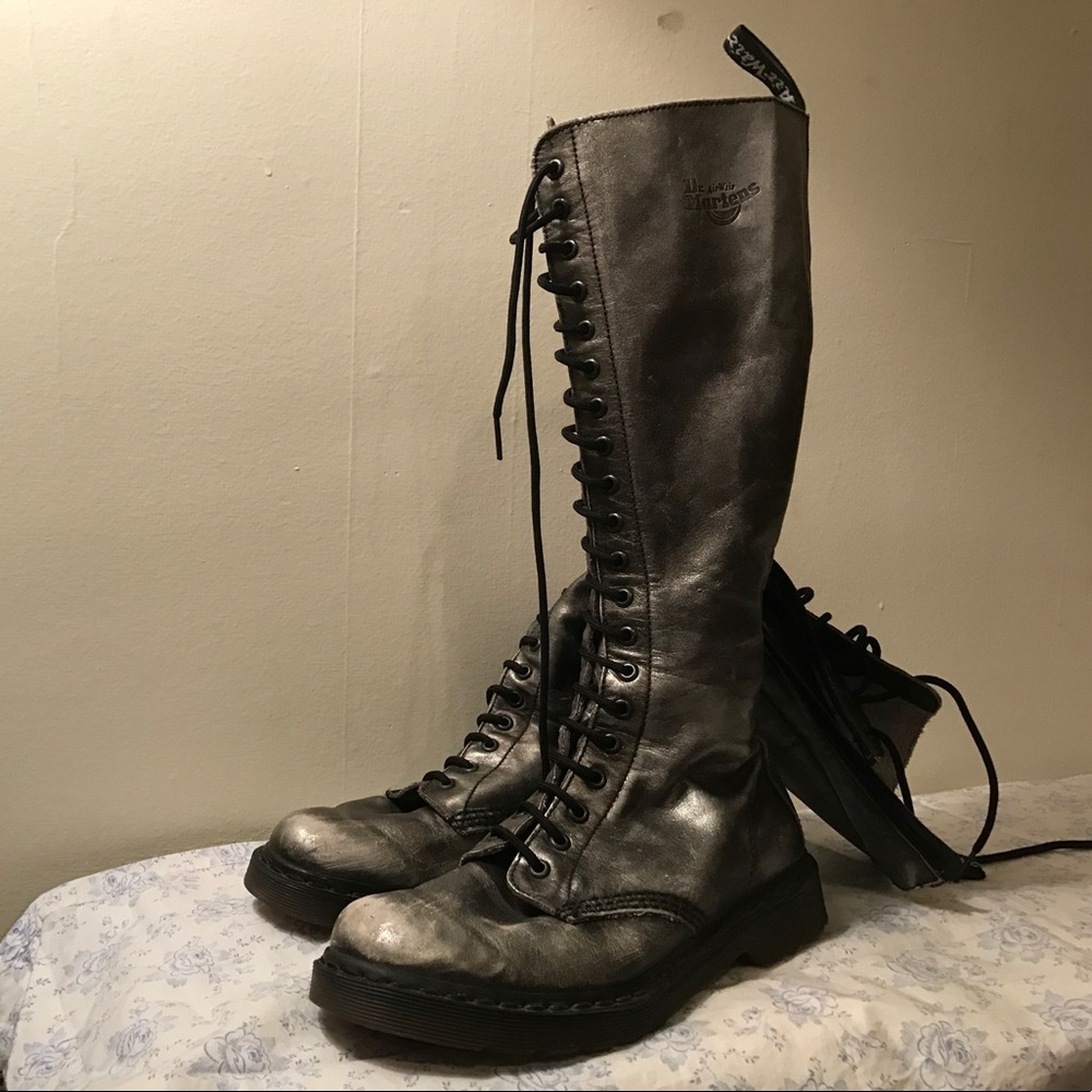 Original silver chrome knee-high Doc Martens