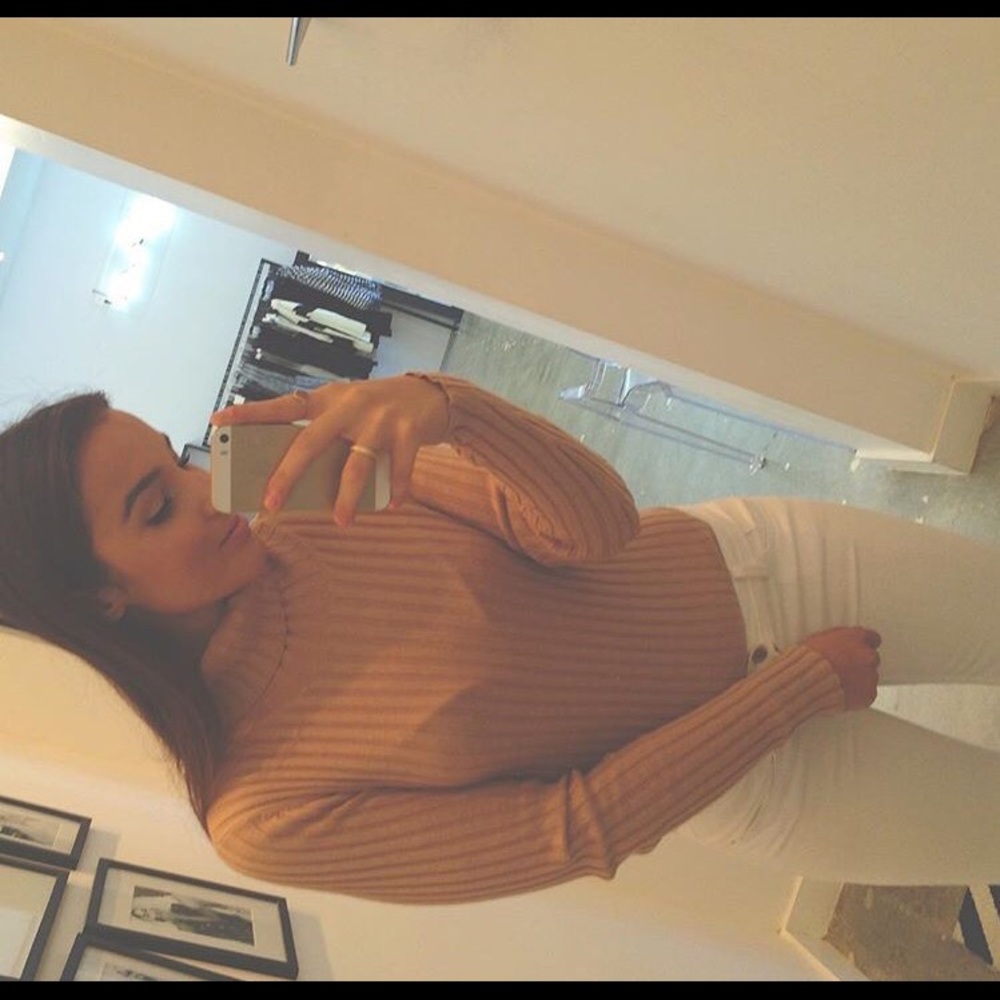 Ribbed turtleneck bodysuit