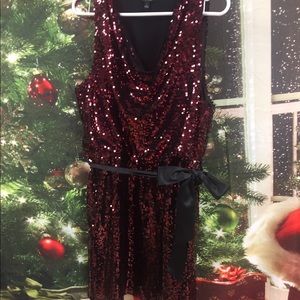 Burgundy Sequin Cocktail Dress