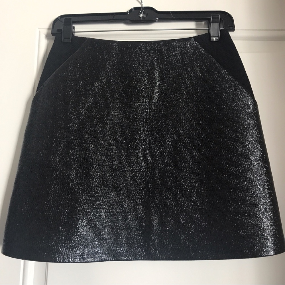 The Kooples Cracked Vinyl & Wool Skirt