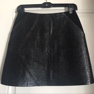 The Kooples Cracked Vinyl & Wool Skirt