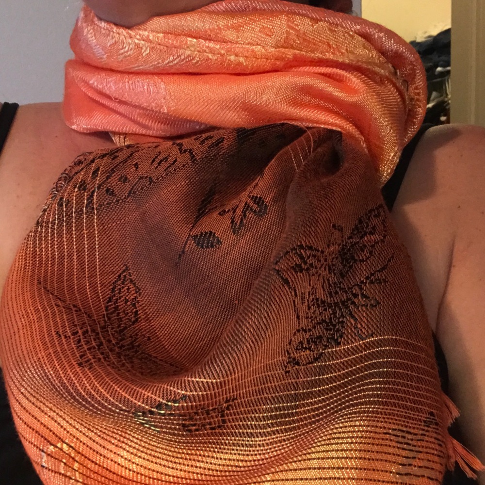 Gold butterfly silk scarf
