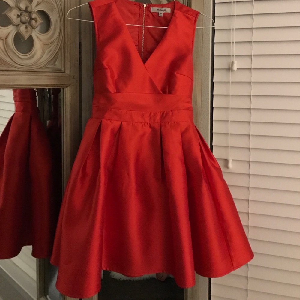 Red open back homecoming dress
