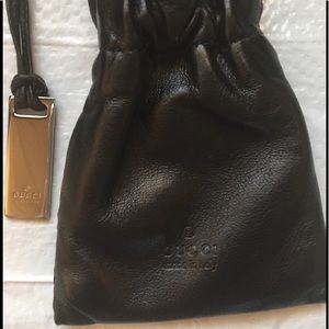 Mini leather drawstring pouch