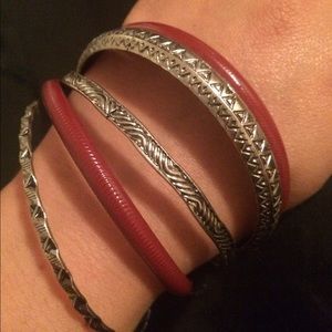 (4 for $20) brand new red and silver toned bangles