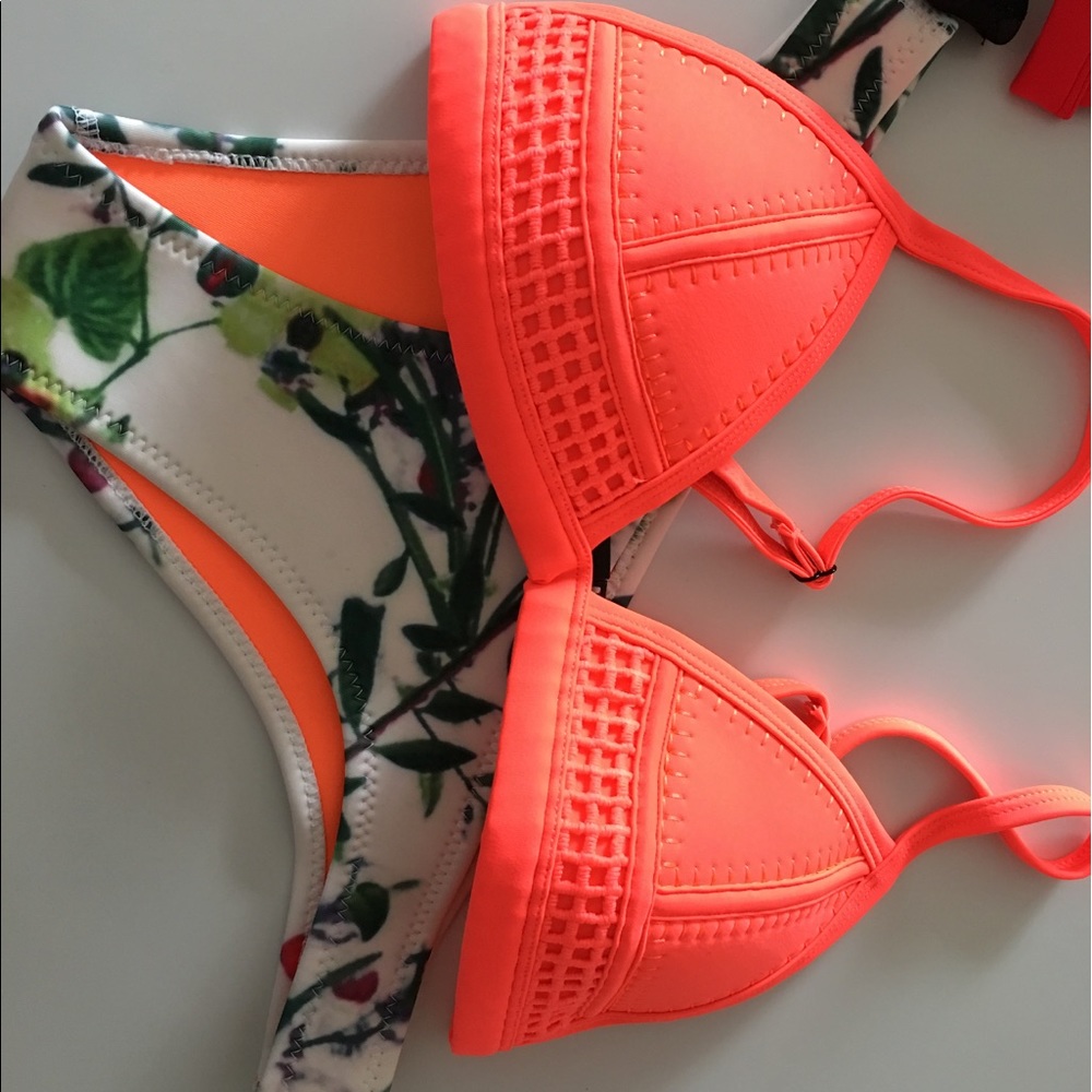 Flash sale Orange and floral triangl like bikini