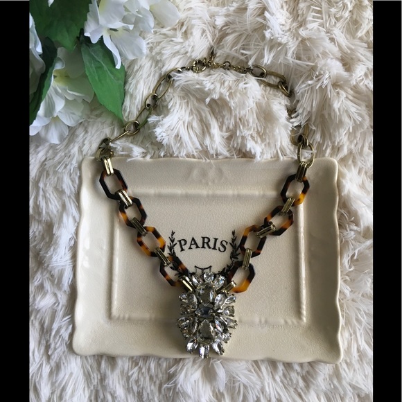 FINAL SALE Tortoise Shell Crystal Pendant Necklace - Picture 5 of 7