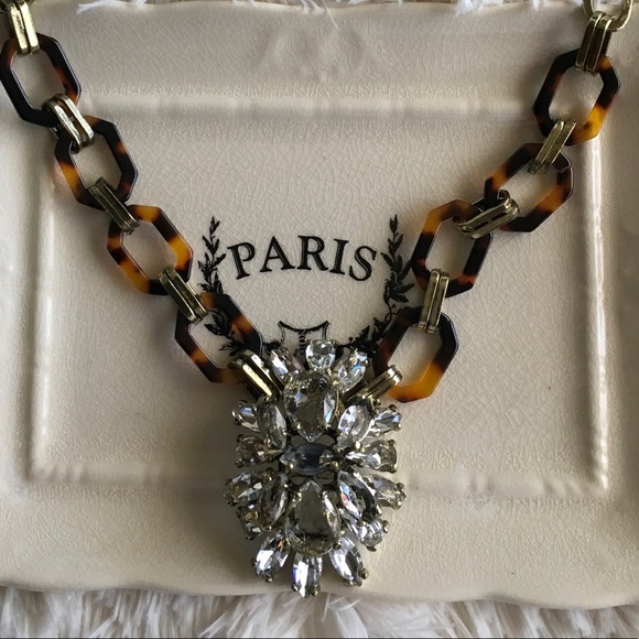 FINAL SALE Tortoise Shell Crystal Pendant Necklace - Picture 6 of 7